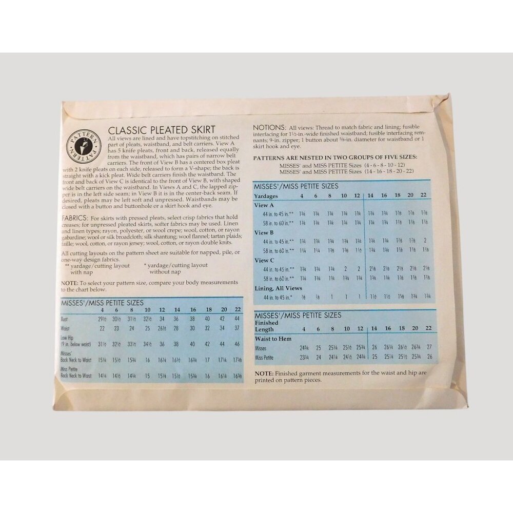 1994 Vintage Sewing Step by Step Pattern Classic Pleated Skirt Misses 4-22 Uncut - Picture 2 of 3